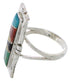 Sterling Silver Multicolor Inlay Southwestern Ring Size 6-3/4 WX41274